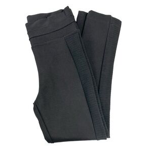 ZARA Black High Rise‎ Ponte Ribbed Side Panels Body Shaping Leggings Women Sz M